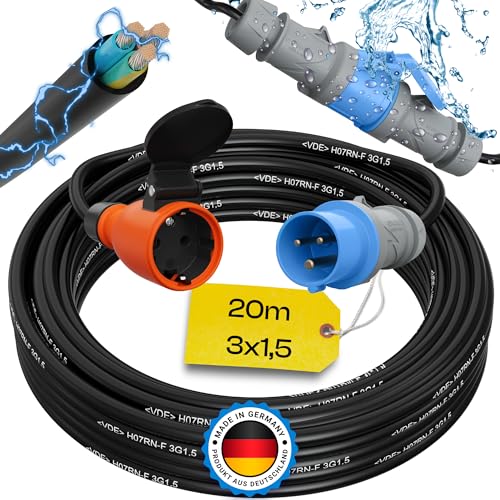 maxgo 20m Camping Adapter CEE auf Schuko 230v 16a 3x1,5 H07RN-F Stromadapter Stromkabel Landstromanschluss Adapterkabel Verlängerungskabel Kabel Wohnmobil Schukostecker Mennekes Campingkupplung maxgo 20m Camping Adapter CEE auf Schuko 230v 16a 3x1,5 H07RN-F Stromadapter Stromkabel Landstromanschluss Adapterkabel Verlängerungskabel Kabel Wohnmobil Schukostecker Mennekes Campingkupplung von maxgo