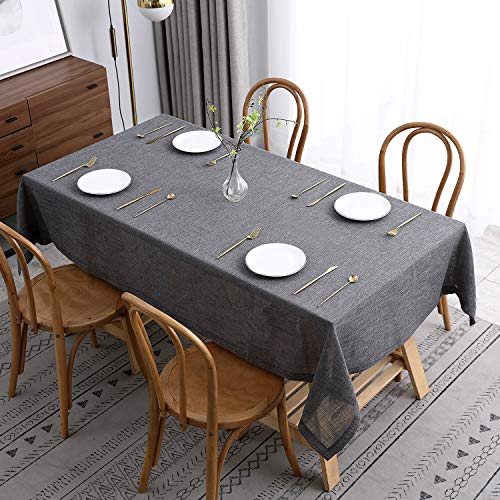 maxmill Flaxy Tischdecke aus Kunstleinen mit zweifarbiger Schleiertextur und knitterfrei, schrumpffrei, weiche für Küche, Esstisch, den Außen- Innenbereich, rechteckig, 152,4 x 213,3 cm, Anthrazit von maxmill