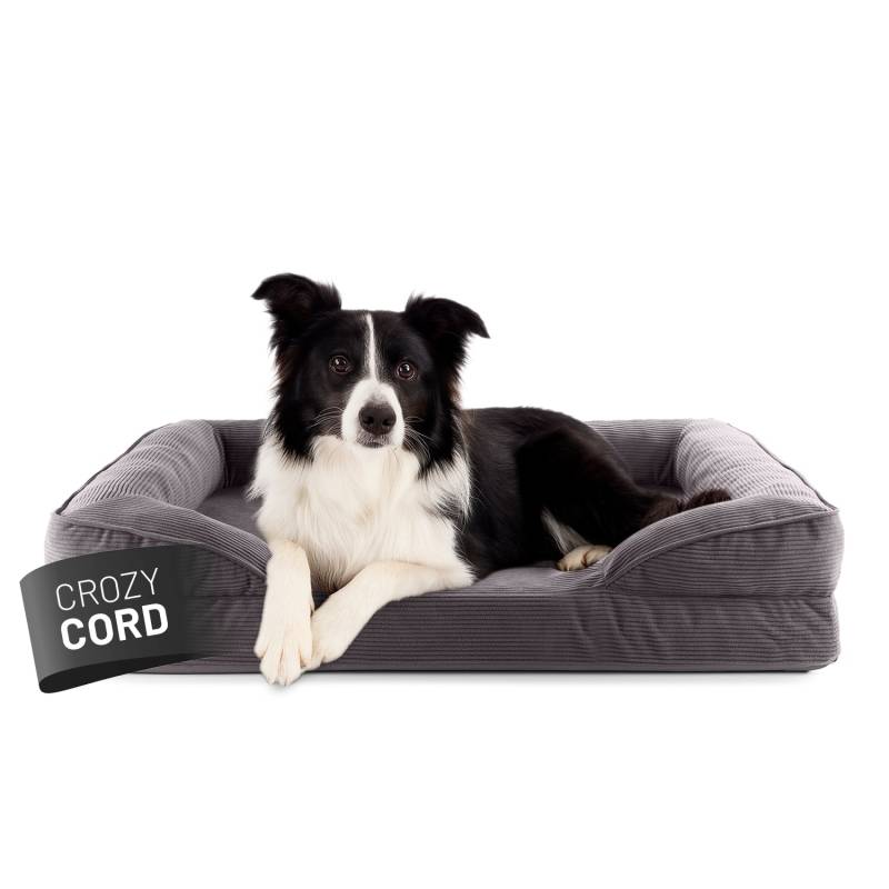 Komfort-Hundebett aus der LUMALAND Cord-Reihe - Gr. M - 90 x 65 cm - Grau von maxx-world