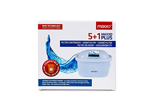 Maxxo+ Wasserfilter 5 + 1 frei kompatibel mit Brita Maxtra+ (Maxtra plus) TÜV SÜD zertifizierte Wasserfilterpatrone/Filterpatrone für reines Wasser und besseren Geschmack von maxxo