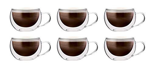 Maxxo Doppelwandige Gläser Cappuccino Set 6X 300 ml Kaffee Thermogläser mit Schwebe-Effekt beständige Kaffeegläser von maxxo