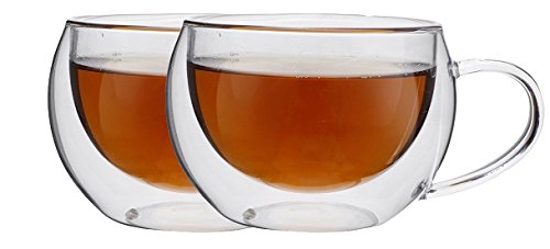 maxxo Thermoglas Cappucino 2er Set, 600 Milliliter, Rund, Transparent, Wiederverwendbar, Zuhause, Kaffeetasse von maxxo