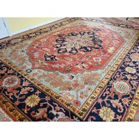 9 X 12 Vintage Design Top Qualität Indo Serapi Teppich Dekorative Handgeknüpfte Einzigartige Feine Orientteppich von maymayrugs