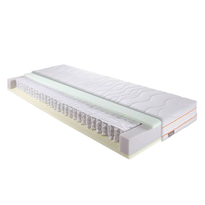 home24 7- Zonen Micro-Matratze 100 x 200cm Webstoff Weiß von home24