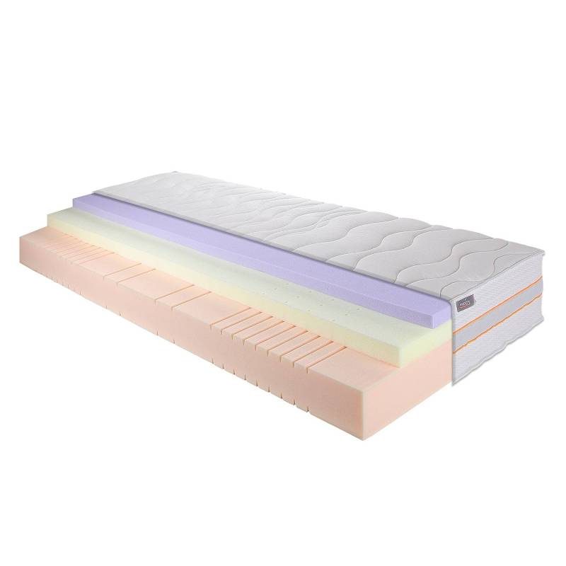 home24 7- Zonen Visco-Gel-Kaltschaummatratze 90 x 200cm Webstoff Weiß von home24