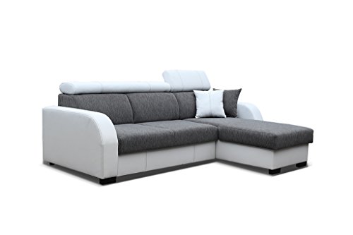 Couch mit Schlaffunktion Eckcouch Ecksofa Polstergarnitur Wohnlandschaft - COBBY (Ecksofa Rechts, Grau) von MEUBLO