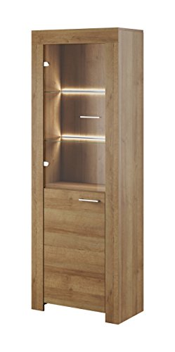 mb-moebel Moderne Wohnzimmerschrank Wohnzimmer Möbel Elegantes Regale Vitrine mit LED LOS WT70 Riviera Eiche von mb-moebel