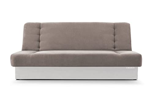 Sofa mit Schlaffunktion und Bettkasten, Kippsofa Klappsofa Schlafsofa Clic-Clack Couch für Wohnzimmer Federkern Sofagarnitur Polstersofa 92x192x85cm - CYPRUS (Grau + Weiß - Soro 90 + Soft 17) von mb-moebel