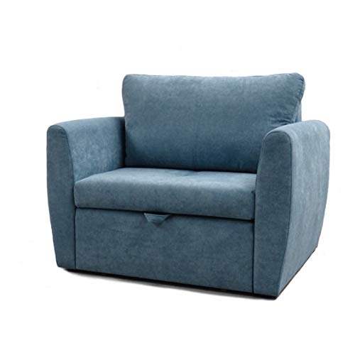 mb-moebel Schlafsessel mit Schlaffunktion Gästebett Klappsofa mit Bettfunktion mit Bettkasten Couch Schlafcouch klein Mini Sofa Sessel Salon Jugendzimmer Kindersofa 110x90x90cm SARA (Marineblau) von mb-moebel