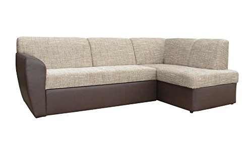 mb-moebel Ecksofa Sofa Eckcouch Couch mit Schlaffunktion und Bettkasten Ottomane L-Form Schlafsofa Polstergarnitur Margo (Ecksofa Rechts, Braun) von MEUBLO