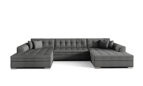 mb-moebel Wohnlandschaft U Form mit Schlaffunktion Ecksofa mit Bettkasten Couch Schlafsofa Eckcouch mit Bettfunktion Big Sofa XXL Couchlandschaft 355x164x80 cm VITI - Dunkelgrau (Sawana 05) von mb-moebel