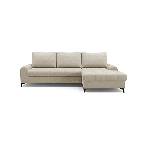 mb-moebel Ecksofa mit Schlaffunktion Eckcouch mit Bettkasten Sofa Couch L-Form Polsterecke Delice (Beige, Ecksofa Rechts) von mb-moebel