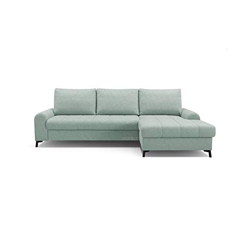 mb-moebel Ecksofa mit Schlaffunktion Eckcouch mit Bettkasten Sofa Couch L-Form Polsterecke Delice (Mintgrün, Ecksofa Rechts) von mb-moebel