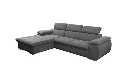 mb-moebel Ecksofa mit Schlaffunktion Eckcouch mit Bettkasten Sofa Couch L-Form Polsterecke für Wohnzimmer, Schlafsofa Sofagarnitur Wohnlandschaft - 284x196x99cm - NILUX (Dunkelgrau, Eckofa Links) von mb-moebel