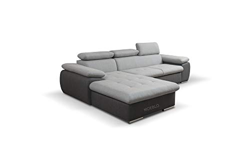 Ecksofa mit Schlaffunktion Eckcouch mit Bettkasten Sofa Couch L-Form Polsterecke für Wohnzimmer, Schlafsofa Sofagarnitur Wohnlandschaft - 284x196x99cm - NILUX (Hellgrau+ Dunkelgrau, Ecksofa Links) von mb-moebel