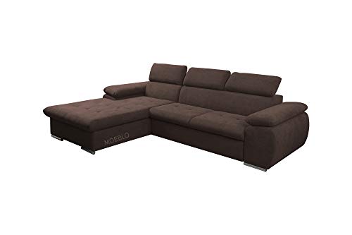 mb-moebel Ecksofa mit Schlaffunktion Eckcouch mit Bettkasten Sofa Couch L-Form Polsterecke für Wohnzimmer, Schlafsofa Sofagarnitur Wohnlandschaft - 284x196x99cm - NILUX (Braun, Ecksofa Links) von mb-moebel