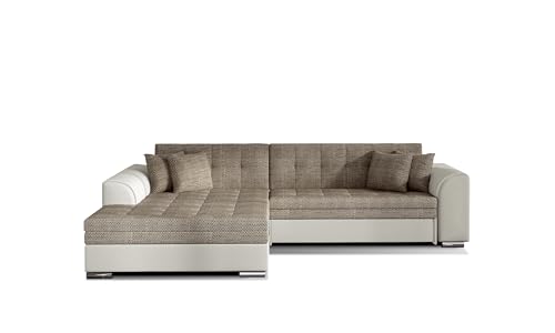 mb-moebel Ecksofa mit Schlaffunktion | Couch für Wohnzimmer, Schlafsofa Sofagarnitur Sofa Eckcouch L-Form Wohnlandschaft Moreno (Links, Beige) von mb-moebel