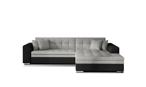 mb-moebel Ecksofa mit Schlaffunktion | Couch für Wohnzimmer, Schlafsofa Sofagarnitur Sofa Eckcouch L-Form Wohnlandschaft Moreno (RECHTS, Beige+Schwarz) von mb-moebel