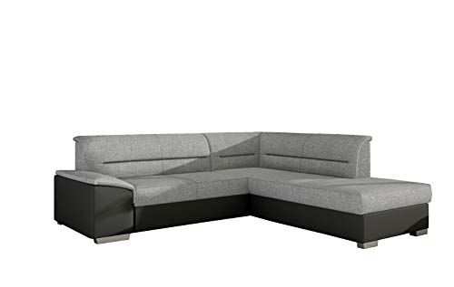 mb-moebel Ecksofa mit Schlaffunktion und Bettkasten | Couch für Wohnzimmer, Schlafsofa Sofagarnitur Sofa Eckcouch L-Form Wohnlandschaft mit Bettfunktion VANGA (Recht, Sawana21+Soft11) von mb-moebel