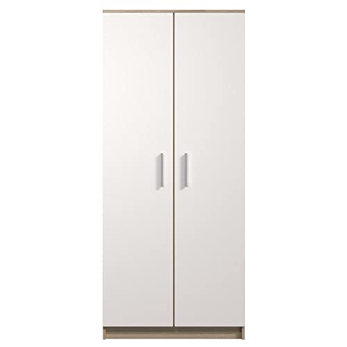 mb-moebel Kleiderschrank Drehtürenschrank Falttürenschrank 2-türig Schrank mit Einlegeböden und Kleiderstange Garderobe - Kinderzimmer, Schlafzimmer Marsala 2D 80x193x50 (Sonoma+weiß) von mb-moebel