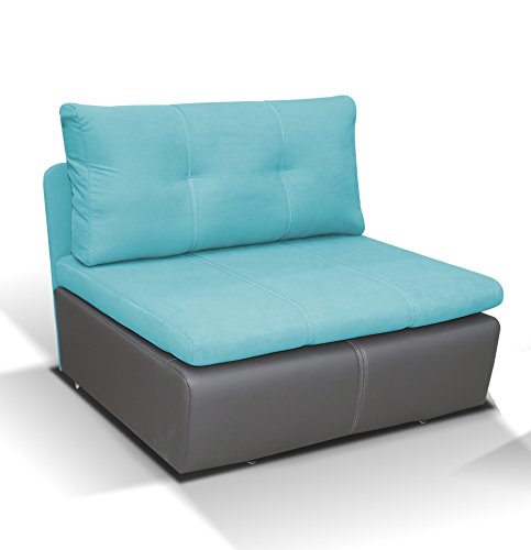 mb-moebel Kleines Couch Sofa mit Schlaffunktion Couch mit Bettkästen Gamma (Blau + Grau) von mb-moebel