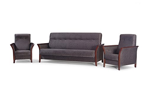 mb-moebel Polstergarnitur 3er Sofa und Zwei Sessel Couch mit Bettkasten und Schlaffunktion Wohnzimmer Set 311 Barbados Schokolade von mb-moebel