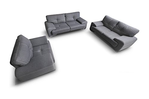 mb-moebel Polstergarnitur Sofa Set 3er & 2er & Sessel 3-2-1 Wohnlandschaft 3-Sitzer und 2-Sitzer Möbel Set - ENZO (Grau) von MEUBLO