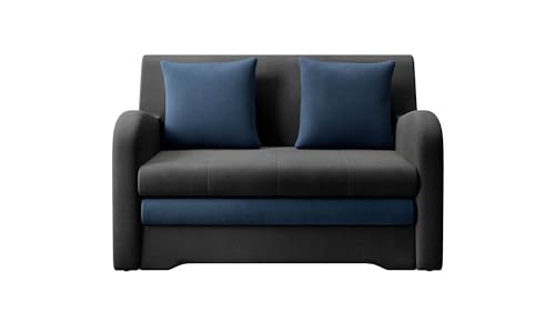 mb-moebel Schlafsessel Sofa mit Schlaffunktion und Bettkasten Couch für Wohnzimmer Schlafsofa Sofagarnitur Polstersofa - 130x85x103 cm - AMIRO (Dunkelgrau + Dunkelblau - Nube 06 + 40) von mb-moebel