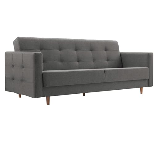 mb-moebel Schlafsofa Kippsofa Sofa mit Schlaffunktion Klappsofa Bettfunktion mit Bettkasten Couch - Scarlett (Dunkelgrau) von mb-moebel