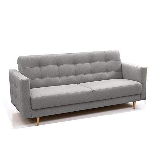 mb-moebel Schlafsofa Kippsofa Sofa mit Schlaffunktion Klappsofa Bettfunktion mit Bettkasten Couch - Scarlett (Hellgrau) von mb-moebel