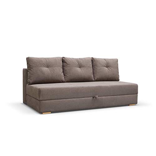 mb-moebel Sofa mit Schlaffunktion und Bettkasten, Couch für Wohnzimmer, Schlafsofa Federkern Sofagarnitur Polstersofa Wohnlandschaft mit Bettfunktion - 203x99x92cm - VARDO (Cappuccino) von MEUBLO