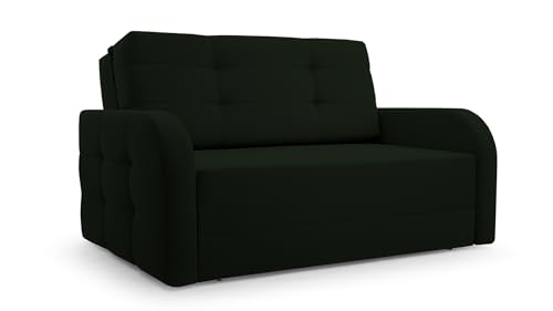 Sofa Sessel mit Schlaffunktion Schlafsessel Gästebett Klappsofa Bettfunktion mit Bettkasten Ausziehbar Couch Sofagarnitur Salon Jugendzimmer Klein Kindersofa - Porto 120 MOEBLO Dunkelgrün (BRAGI 78) von mb-moebel