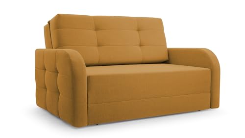 mb-moebel MOEBLO Kindersofa Porto 120 – Schlafsessel Sofa Sessel Jugendsofa Schlafsofa 2-Sitzer Gästebett mit Schlaffunktion und Bettkasten Gelb (BRAGI 68) von mb-moebel