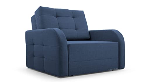 Schlafsessel mit Bettfunktion Schlafsofa mit Bettkasten Sessel mit Schlaffunktion Klein und Gemütlich Couch Gästebett Klappbar Relaxsessel mit Liegefunktion MOEBLO Kindersofa Porto 80 (Dunkelblau) von mb-moebel