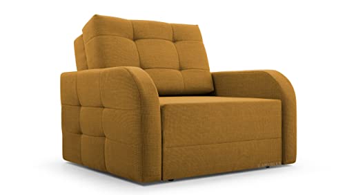 Schlafsessel mit Bettfunktion Schlafsofa mit Bettkasten Sessel mit Schlaffunktion Klein und Gemütlich Sofa Couch Gästebett Klappbar Relaxsessel mit Liegefunktion MOEBLO Kindersofa Porto 80 (Gelb) von mb-moebel