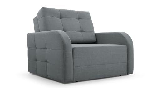 Schlafsessel mit Bettfunktion Schlafsofa mit Bettkasten Sessel mit Schlaffunktion Klein und Gemütlich Sofa Couch Gästebett Klappbar Relaxsessel mit Liegefunktion MOEBLO Kindersofa Porto 80 (Hellgrau) von mb-moebel