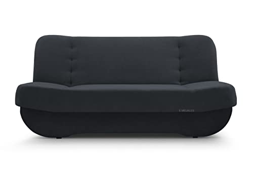 mb-moebel Sofa mit Schlaffunktion und Bettkasten, Kippsofa Schlafsofa Clic-Clack Couch für Wohnzimmer Federkern Sofagarnitur Polstersofa 192x90x87 cm - PAFOS (Anthrazit - Soro 100) von E-MEUBLES