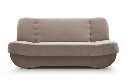 mb-moebel Sofa mit Schlaffunktion und Bettkasten, Kippsofa Schlafsofa Clic-Clack Couch für Wohnzimmer Federkern Sofagarnitur Polstersofa 192x90x87 cm - PAFOS (SORO 13 - Beige) von E-MEUBLES