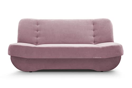 mb-moebel Sofa mit Schlaffunktion und Bettkasten, Kippsofa Schlafsofa Clic-Clack Couch für Wohnzimmer Federkern Sofagarnitur Polstersofa 192x90x87 cm - PAFOS (SORO 61 - Rosa) von mb-moebel