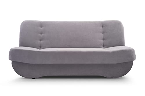 mb-moebel Sofa mit Schlaffunktion und Bettkasten, Kippsofa Schlafsofa Clic-Clack Couch für Wohnzimmer Federkern Sofagarnitur Polstersofa 192x90x87 cm - PAFOS (SORO 90 - Grau) von E-MEUBLES
