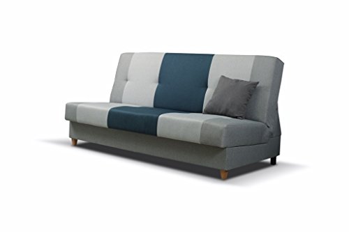 mb-moebel Sofa mit Schlaffunktion Couch Wohnzimmer Schlafsofa BLAU Mix (Blau) von mb-moebel