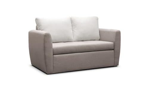 Sofa Sessel mit Schlaffunktion Kindersofa Schlafsessel mit Bettfunktion Gästebett Klappsofa Bettfunktion mit Bettkasten Mini Couch 2-Sitzer Sofagarnitur Jugendzimmer SARA 120 MOEBLO (Cappuccino) von mb-moebel