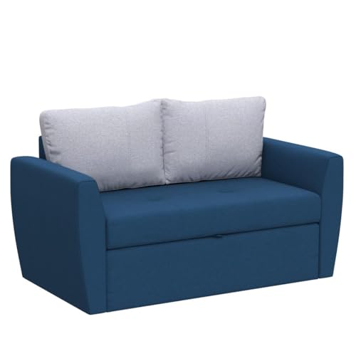 mb-moebel Sofa mit Schlaffunktion Schlafsessel Gästebett Klappsofa Bettfunktion mit Bettkasten Couch Sofagarnitur Salon Jugendzimmer SARA 120 (blau) von mb-moebel