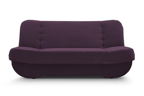 mb-moebel Sofa mit Schlaffunktion und Bettkasten, Kippsofa Schlafsofa Clic-Clack Couch für Wohnzimmer Federkern Sofagarnitur Polstersofa 192x90x87 cm - PAFOS (RINO 22 - Violett) von E-MEUBLES