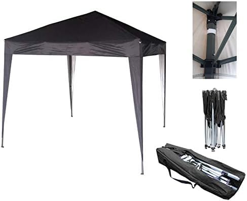 2x2m Pavillon, Gartenpavillon, Faltpavillon, Festzelt, Partyzelt mit silberfarbener Schutzschicht, (Schwarz) von mcc direct