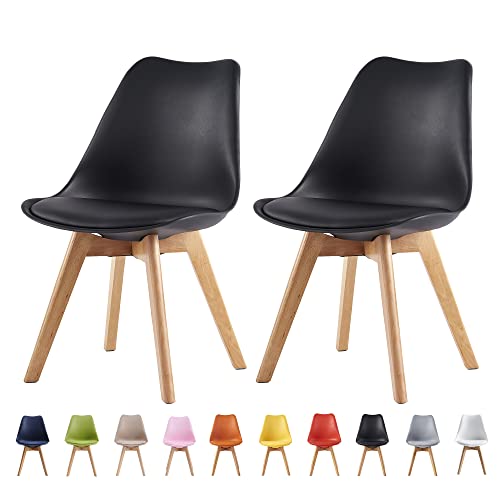 mcc direct Esszimmerstühle im 2er Set, Küchenstühle, Bürostühle, Designer Schalenstuhl, Eva (Black) von mcc direct