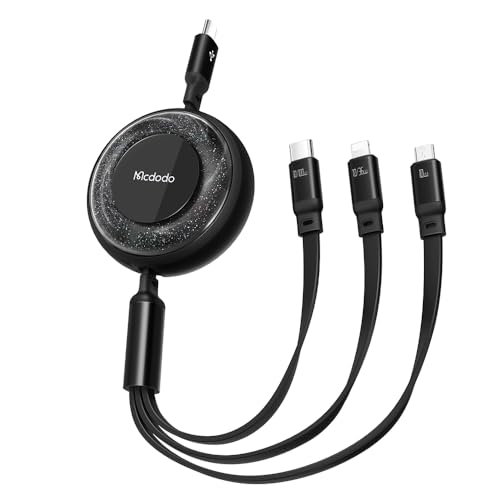 mcdodo Multi USB C Kabel 100W 3 in 1 Einziehbares Ladekabel mit PD Schnelllade Daten Aufrollbare Universal Mehrfach Typ C/MicroUSB/Phone kompatibel mit iPhone 15 14 13 Samsung Galaxy Huawei von mcdodo
