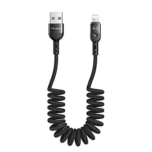 mcdodo Spiral-USB-Kabel, einziehbares Kabel, Datensynchronisation, Ladekabel, Spiralkabel, Kfz-Ladekabel,für phone X XR 8 7-dehnbar bis 1,8 m Schwarz von mcdodo