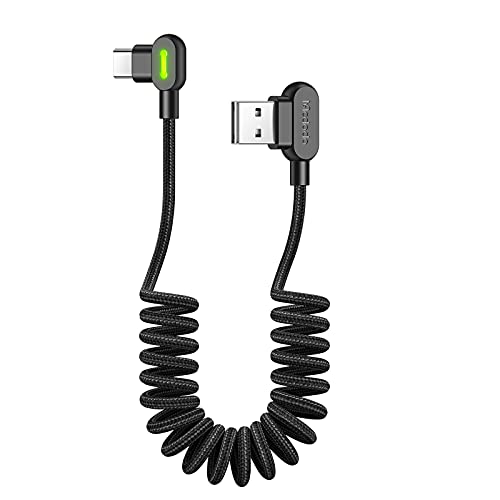 mcdodo Usb C Kabel auf USB A 2.0 Kurz,90 grad 3A QC 4.0,Spiralkabel Kann von 0,3m bis 1,5m von mcdodo