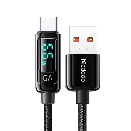 Mcdodo 100W USB C auf USB C Kabel Schnellladekabel Ladekabel mit LED Display PD 5A Kompatibel mit iPhone 15/15 Pro/15 Pro Max MacBook Pro Air iPad Pro (Schwarz-USB A auf USB C) von mcdodo